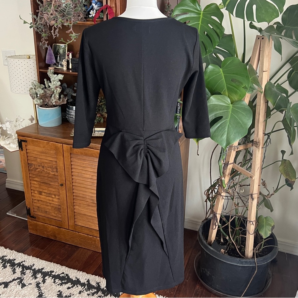 Liza Luxe ModCloth Elegant Black Bow Back Slim Dress M